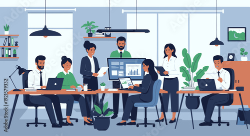 Diverse group of people working together.