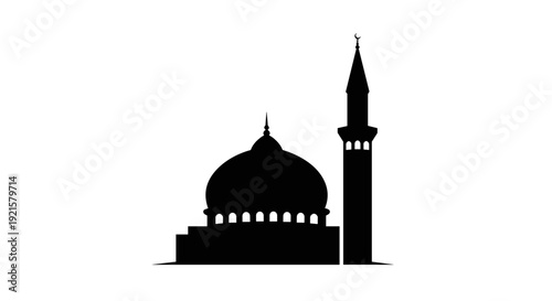 Mosque Silhouette Dome Minaret Islamic Architecture.