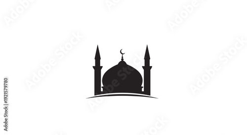 Mosque Silhouette with Crescent Moon Symbol 2.