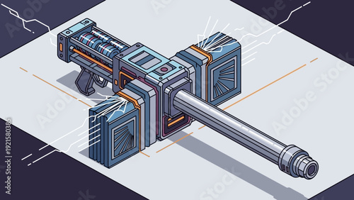 Industrial robotic arm on white background.