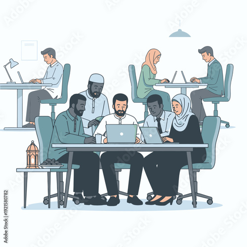 Diverse group of people working together.