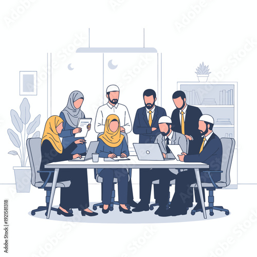 Diverse group of people in business meeting.