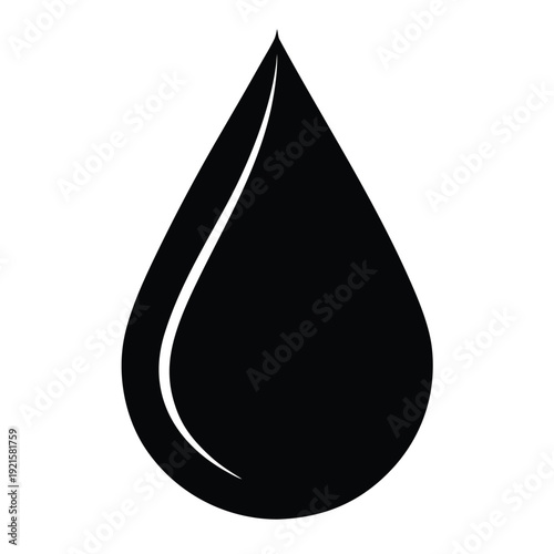 Water droplet icon on white background with silhouette