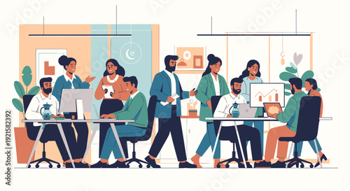 Diverse group of people working together.