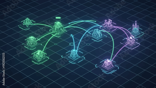 Network Connection Diagram with Neon Nodes.