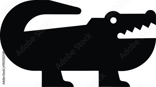 crocodile silhouette vector illustration on transparent background