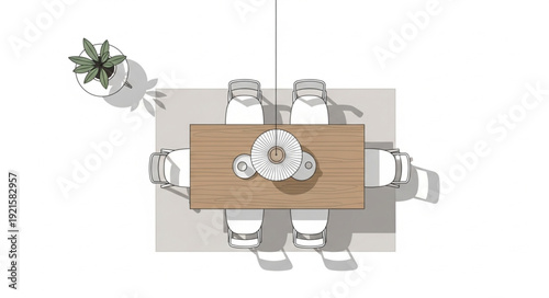 Dining Table with White Chairs and Decor.