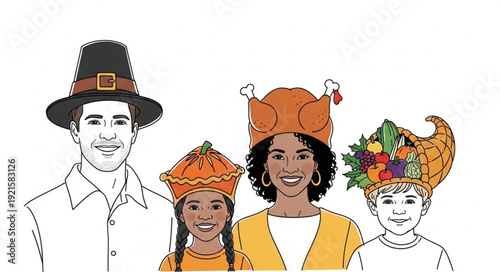 Diverse Family Celebrating Thanksgiving Together.