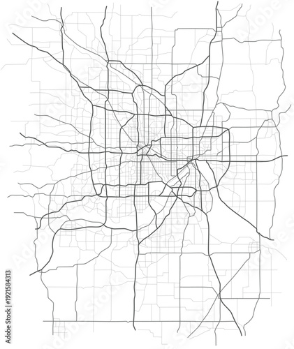 City map of Minneapolis. Town streets. Downtown gps navigation plan. Drawing scheme town, black line road on white background. Urban pattern texture. Vector