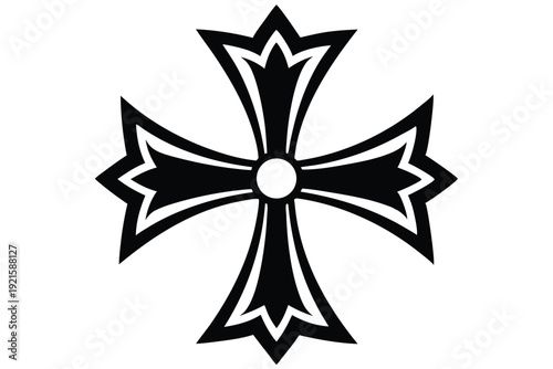 maltese cross silhouette line art vector illustration