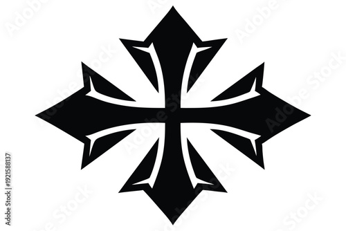 maltese cross silhouette line art vector illustration