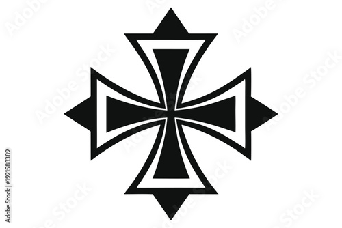 maltese cross silhouette line art vector illustration