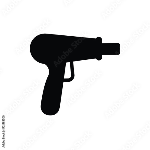 Massage gun silhouette on white, muscle recovery tool icon
