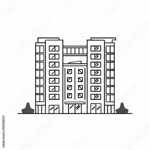 Modern building outline vector style