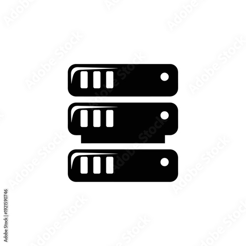 Stacked Black Server Icons on White.