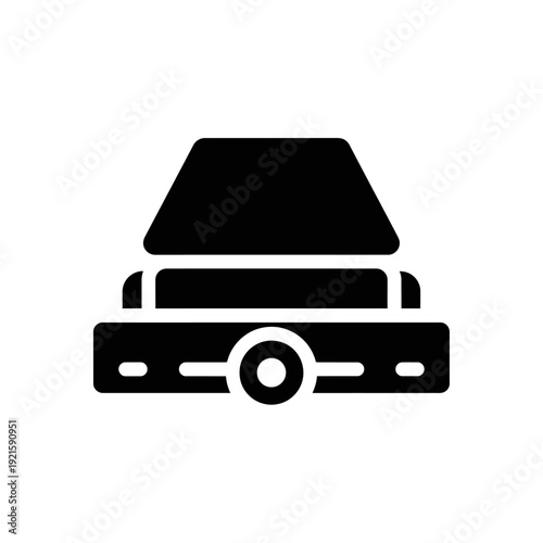 Simple Black Car Front View Illustration.