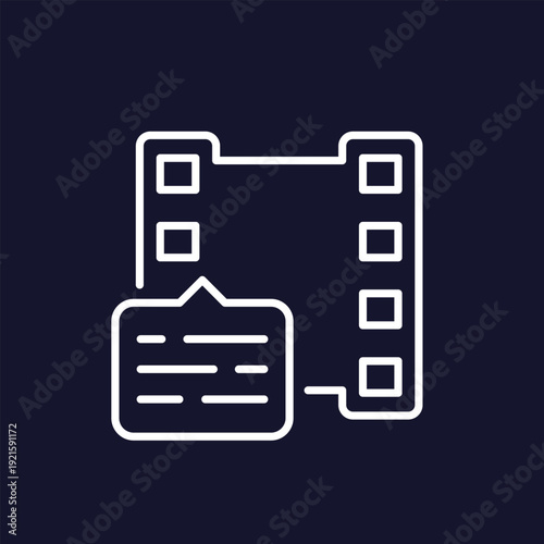 closed captions or subtitles for video icon, line design for web and ui