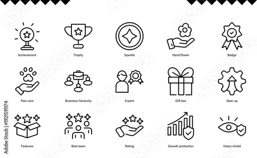 Premium Exclusive Benefits Collection,icon bundle for rewards programs, VIP membership and loyalty design