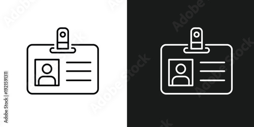 Simple line art identification badges on contrasting backgrounds displayed side by side showcasing security and verification themes in a minimalist design