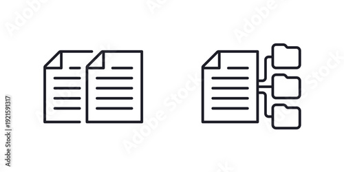 file copies icon, duplicates and file management line vector
