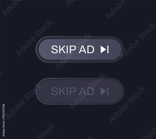 skip ad buttons, dark design
