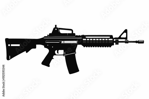 carbine rifle silhouette line art vector illustration