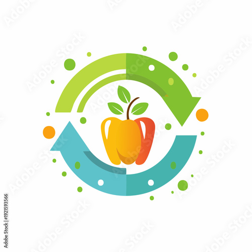 Vibrant Bell Pepper within a Freshness Cycle Symbolizing Healthy and Sustainable Food Concepts