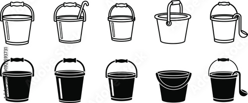 Sequence of pouring liquid from a bottle into a bucket