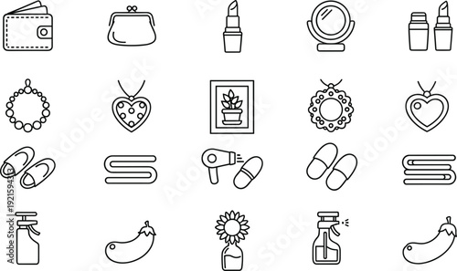 Beauty and personal care line icons set with cosmetics accessories hygiene products vector collection