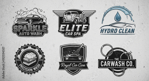 Collection of Car Wash Service Logos.