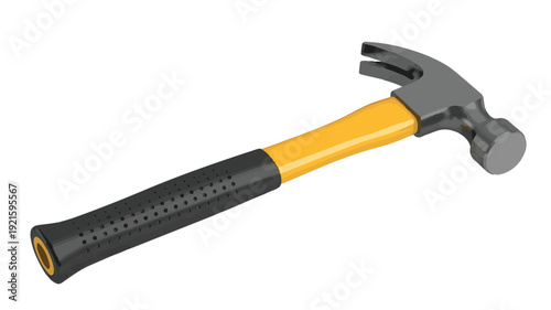 Yellow and black hammer on white background tool construction isolated