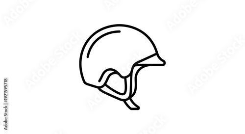 Equestrian Helmet Outline: A minimalist line drawing depicts a protective riding helmet, ready for equestrian adventures, symbolizing safety and preparation for any riding scenario.