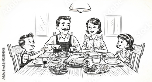 Family Enjoying Meal Together.