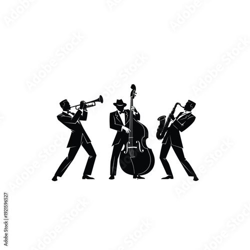 Jazz Band Playing Music Silhouette