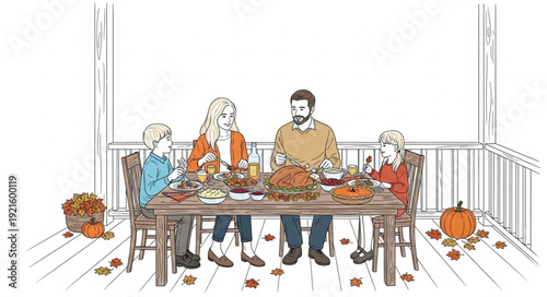 Family Enjoying Thanksgiving Dinner Together.