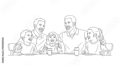 Family Gathering Around Dining Table.