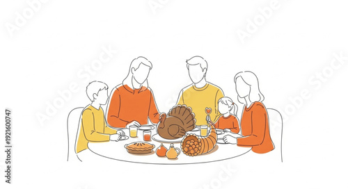 Family Gathering Around Dinner Table.