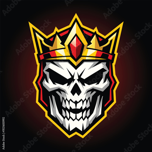 Skull king mascot gaming logo illustration