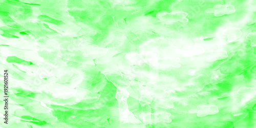 Abstract green,t Watercolor green textuBrush stroked painting green Watercolor paper textlight blue sky with white background and blurredure.re with abstract washes and brush strokes