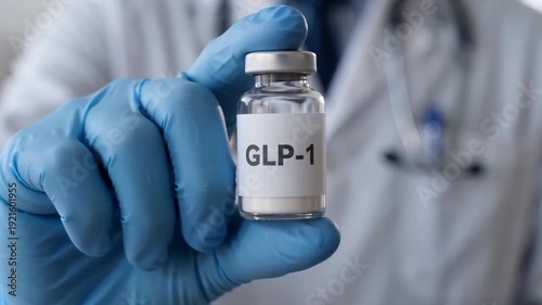 doctor holding GLP-1 peptide vial therapy for weight loss longevity and biohacking
