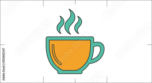 A colorful stylized illustration of a steaming beverage cup perfect for various uses