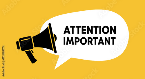 Announce Urgent Message with Megaphone Icon and Attention Emphasis Graphic Design
