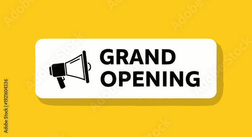 Announcing a Grand Opening with Megaphone and Bold Typography on a Yellow Background