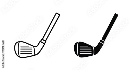 Two golf clubs displayed in a stark black silhouette