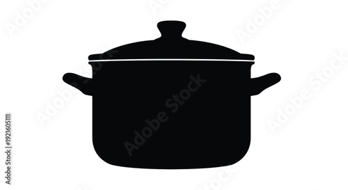Simple black pot with a lid a distinct kitchen silhouette