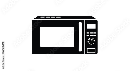 Black microwave oven icon simple design flat vector illustration silhouette