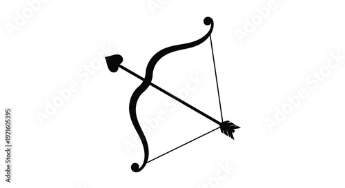 A black bow and arrow illustration stark and simple silhouette