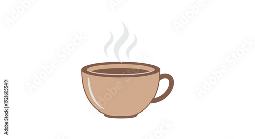 A Simple Cartoon Illustration of a Steaming Cup of Coffee for a Relaxing Morning