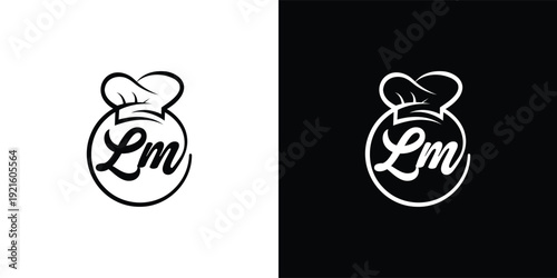 Modern Letter L M Chef Hat Logo Design for Restaurant and Food Brand Identity