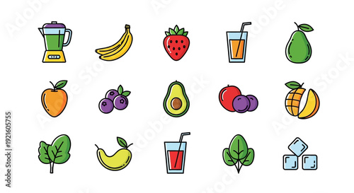 A vibrant assortment of healthy fruits and vegetables for refreshing beverages and smoothies